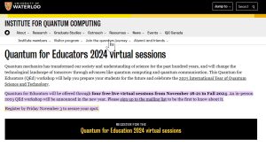 Quantum for Educators 2024 Online Sessions