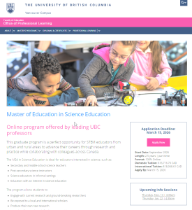 Master’s in Education in Science Education
